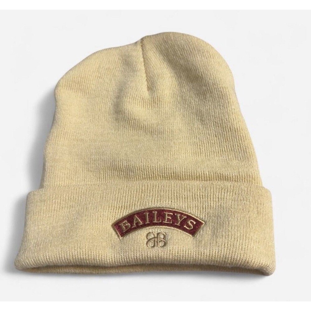Baileys Tan Knit Beanie Hat Cuffed Embroidered Logo